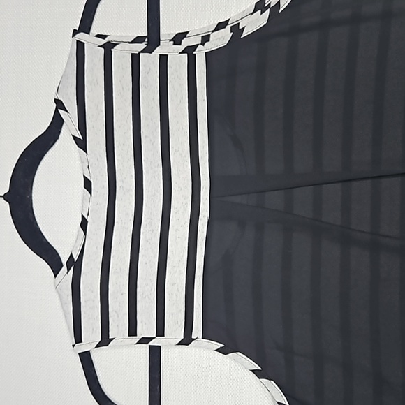 Papermoon Tank Top Gray and White Stripe with Pocket and Sheer Black Back Size M - Picture 3 of 15